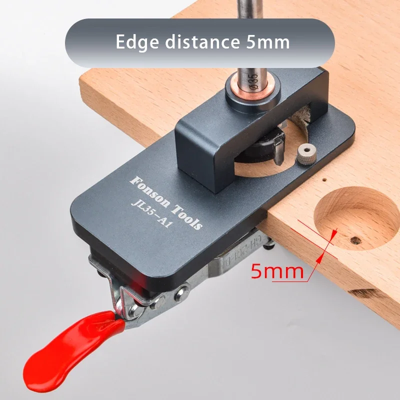 Imagem -02 - Carpintaria Dobradiça Chato Jig Kit Furo de Perfuração Guia Locator Tool Liga de Alumínio Opener Template Porta Armários 35 mm