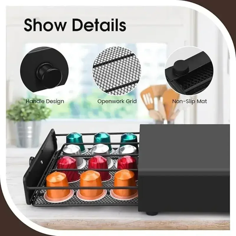 Metall Kaffee Kapsel Organizer Lagerung Stehen Praktische Kaffee Schublade Kapsel Halter für Kaffee Kapsel Schublade Porta Cialde Caffè Ansicht 5
