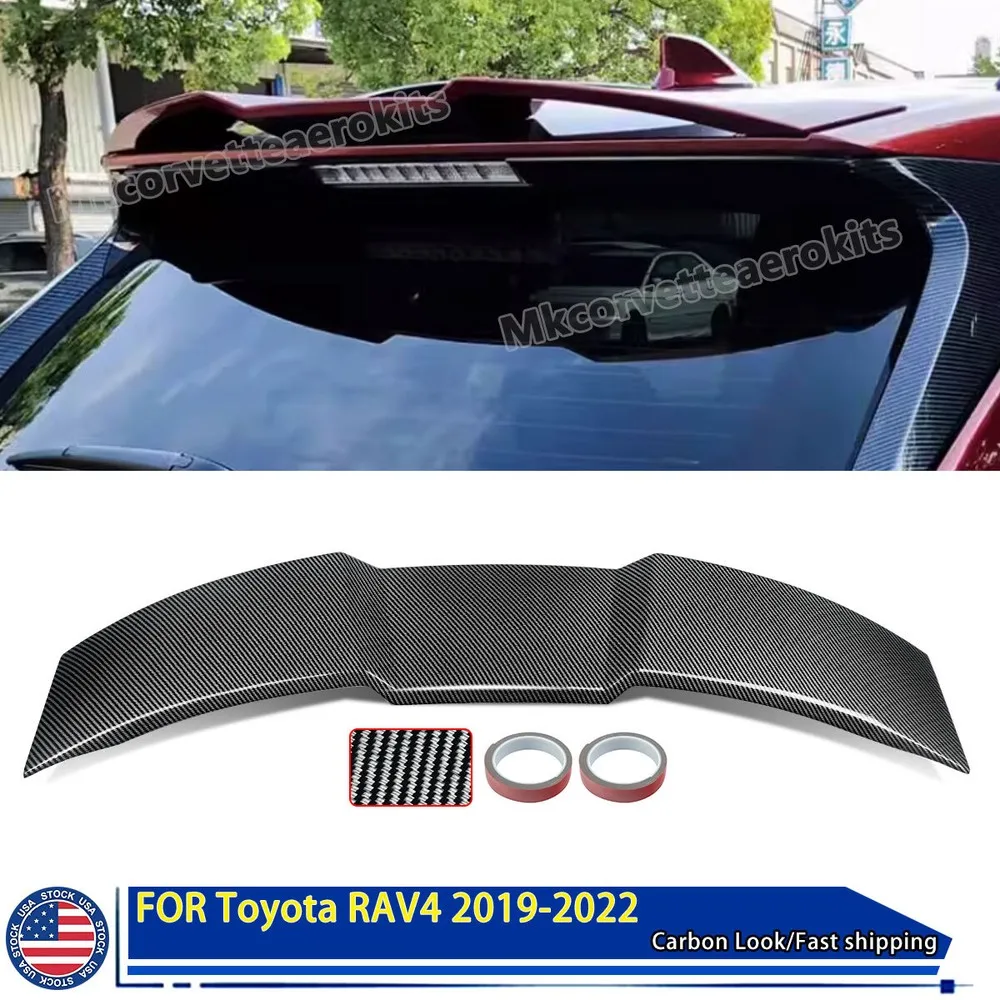 

Tail Roof Big Spoiler For Toyota RAV4 Sport 4-Door 2019 2020 2021 2022 Carbon Fiber Look Rear New Style Roof Spoiler Wing Lip