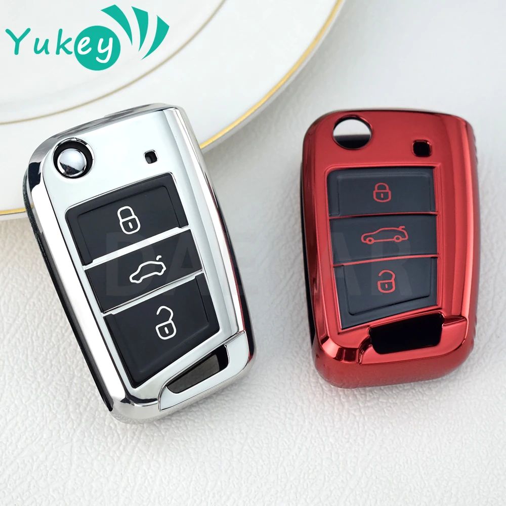 For Volkswagen VW Golf 7 Gti Mk7 R Touran Skoda Octavia 3 Superb Karoq Kodiaq Seat Leon Mk3 Ateca TPU Car Key Case Cover