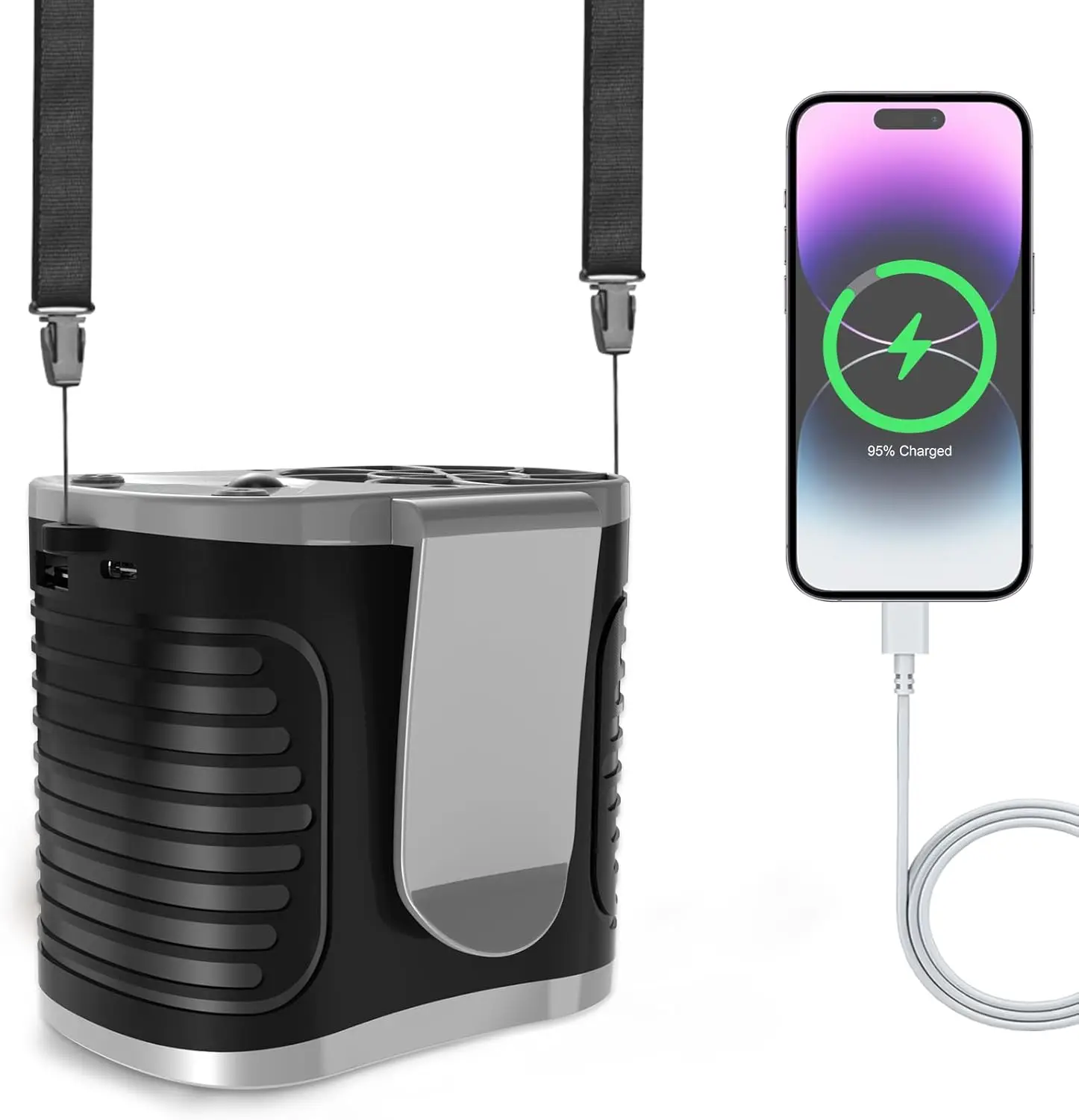 

15000mAh Wearable Waist Fan, 7 Speeds, Hands-Free, Up to 28H Cooling, LED Display, Power Bank
