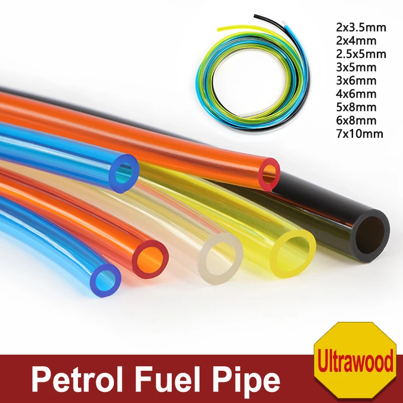 

TPU Fuel Hose for Trimmer Chainsaw Car Motorcycle Fuel Tank & Model Aircraft Engine 2x3.5/2x4/2.5x5/3x5/3x6/4x6/5x8/6x8/7x10mm