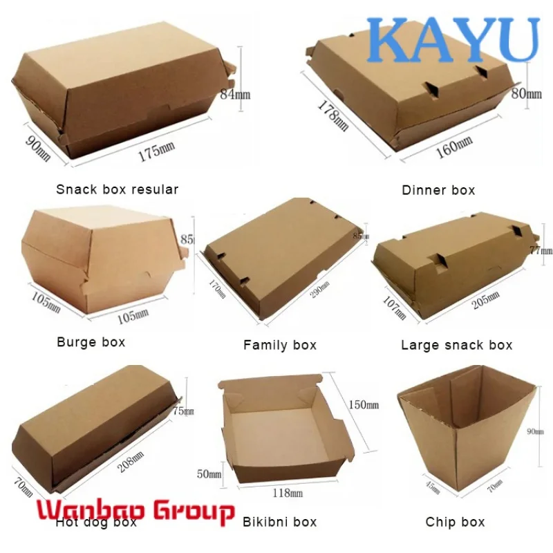 

Custom Corrugated Paper burger box custom and logo design food grade materials Hamburger packaging box