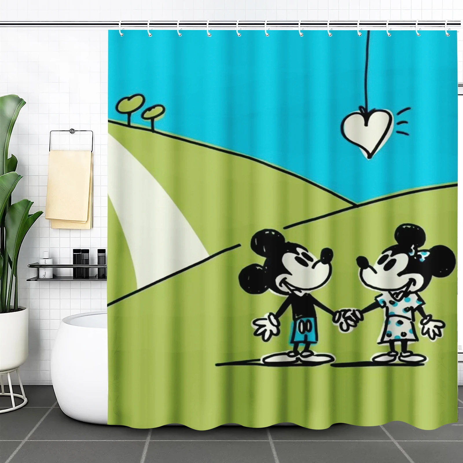 Disney Mickey Mouse Shower Curtain Cartoon Polyester Cute Bath Set Screen Sets Setluxury Funny Hook Up Bathroom Accessories