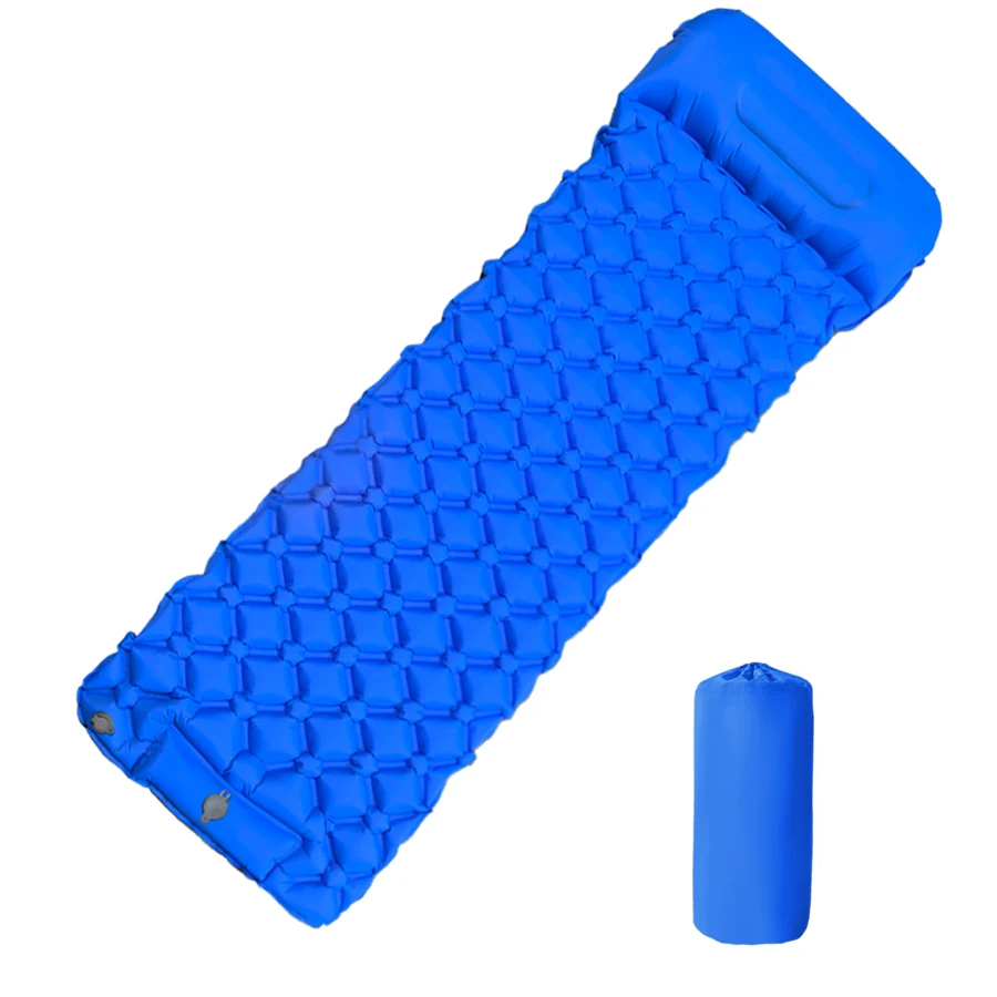 Outdoor Camping Opblaasbare Matras Slaapkussen Met Kussens Ultralichte Luchtmat Ingebouwd Inflator Pomp Wandelen