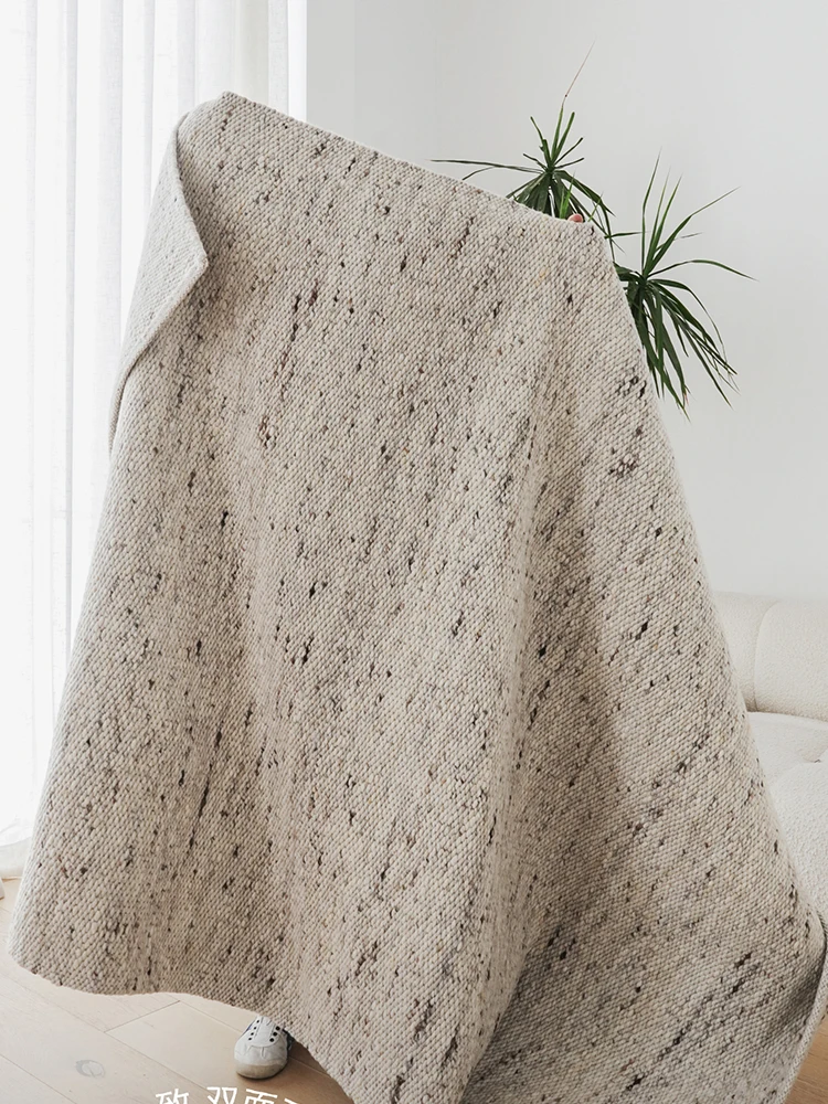 Modern Handmade Wool Living Room Carpet Solid Color Simple Large Bedroom Carpet Light Luxury Hand Woven Home Area Rug