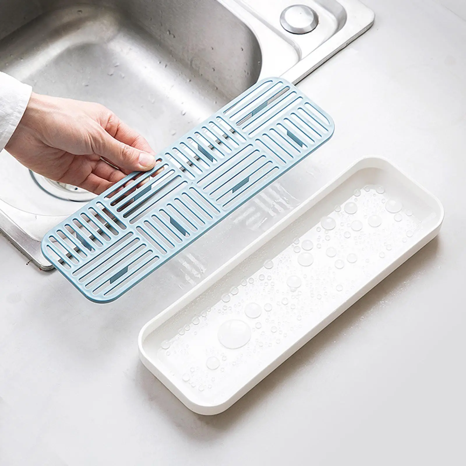 Kitchen Dish Drain Tray Coffee Tray Lower Water Saving Plate Practical Double Layer Tray Drainer Anti Skid Organizer Convenient