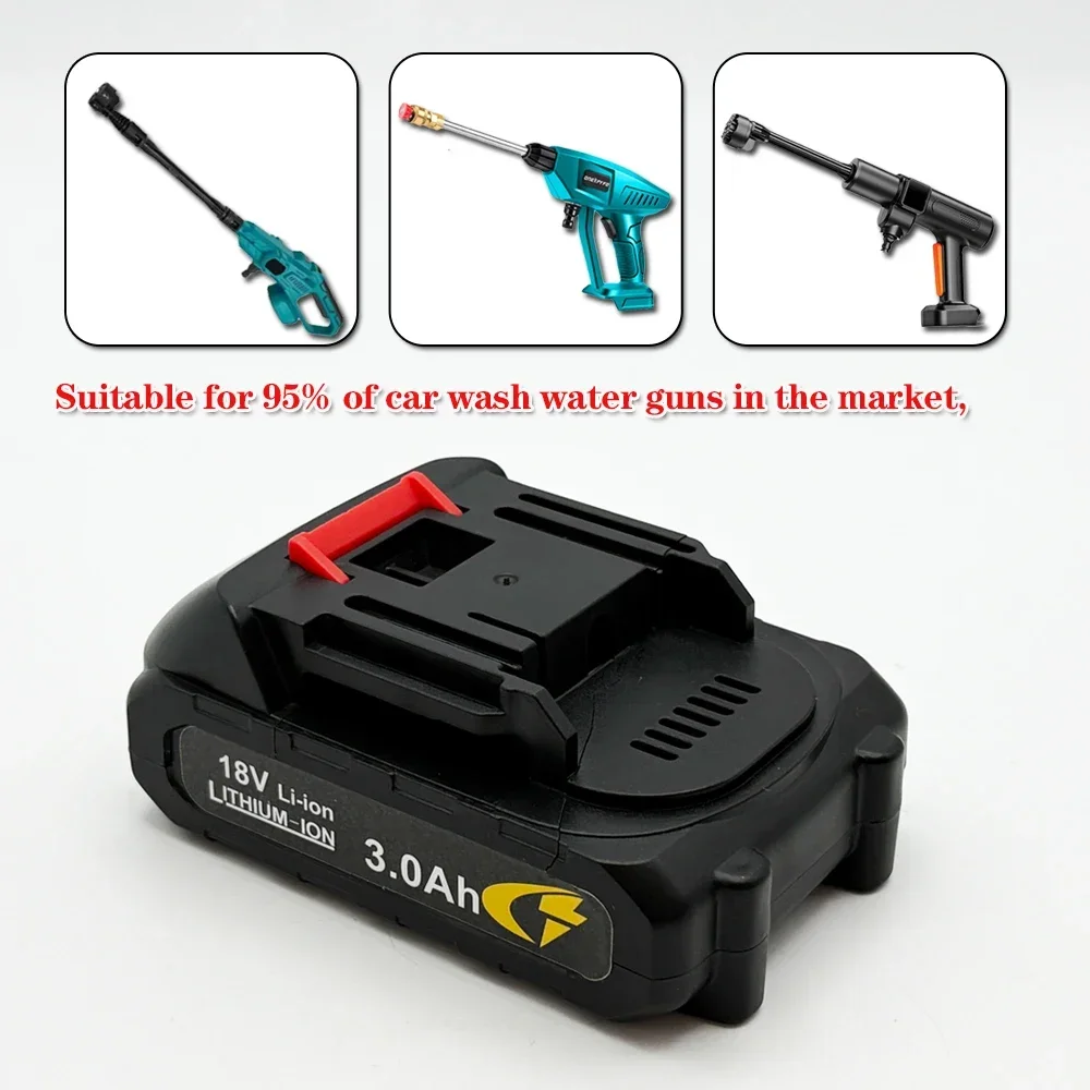 18 فولت 3000 مللي أمبير 18 فولت 3AH ارتفاع ضغط غسيل السيارات مدفع المياه استبدال بطارية ليثيوم أيون آلة غسل سيارات بطارية احتياطية