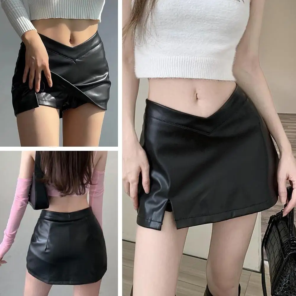 

NEW HIGH-LOOKING Black Split Mini Leather Matte Slim Club Nightclub Summer Sexy Skirts Skirt High Women Waist Slit Streetwe Z8Z5