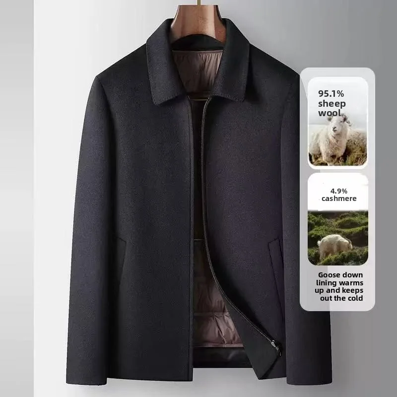 

2025 Autumn/Winter Men's Woolen Coat 100% Pure Wool, Detachable Goose Down Inner Tank, High Quality Business and Leisure Coat