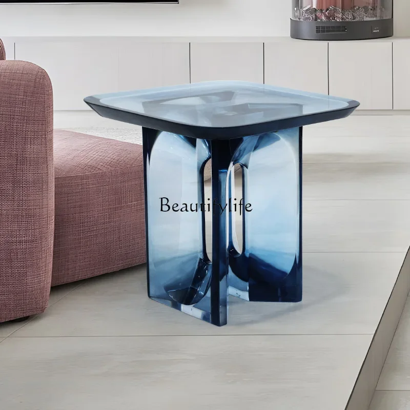 

09Итальянский легкий роскошный диван для гостиной, край акриловой прозрачной смолы, квадратный уголок