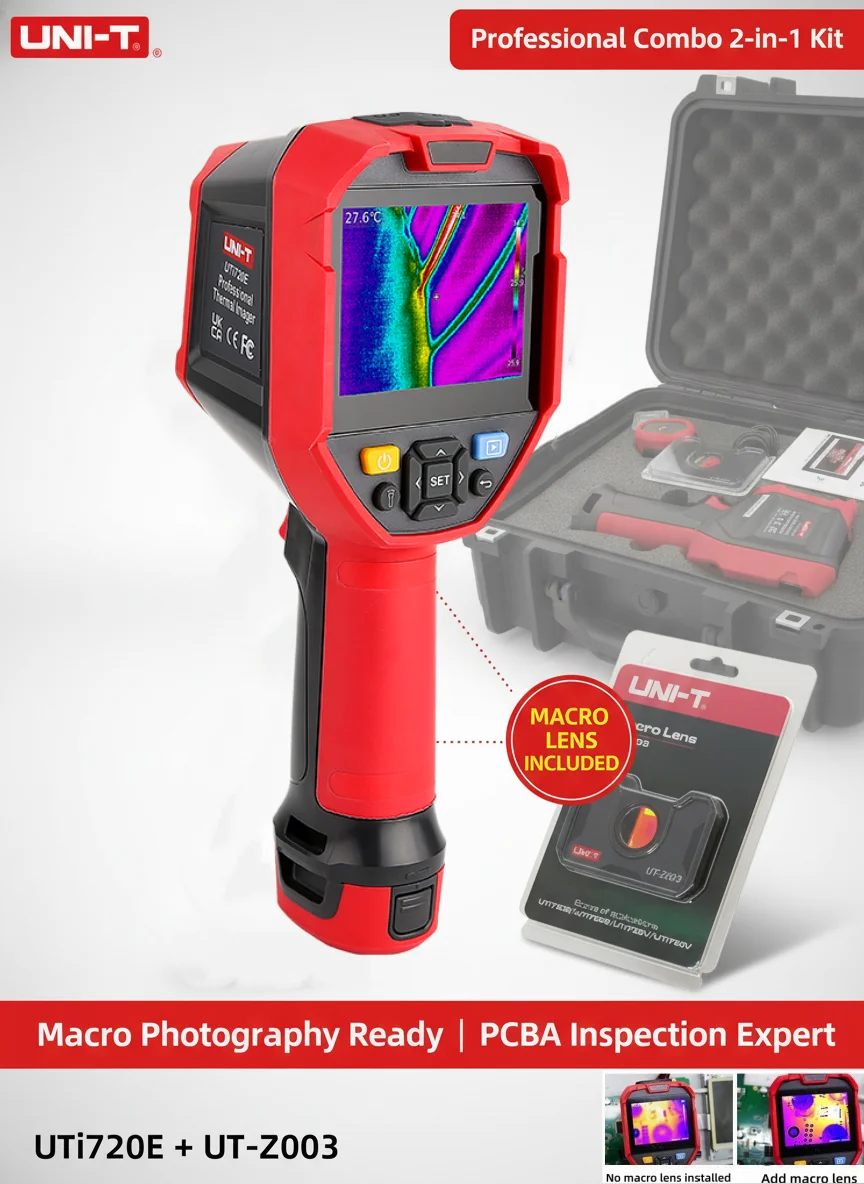 UNI-T UTi720E 256x192 HD Thermal Camera UT-Z003 Macro Lens Combo 25Hz Infrared Imager PCB Short Circuit Phone Repair Kit