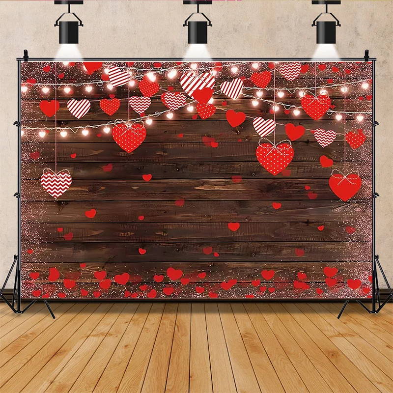 SHENGYONGBAO Valentine\'s Day Wedding Photography Backdrops Props Rose Love Heart Romantic Photo Balloons Party Background VS-95