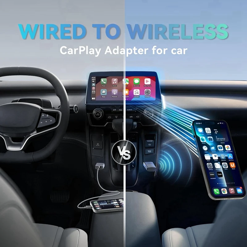 Wireless Carplay Adapter For Apple Converts Cars Wired To Wireless Carplay Compatible For Iphone IOS 10+ With USB C Plug
