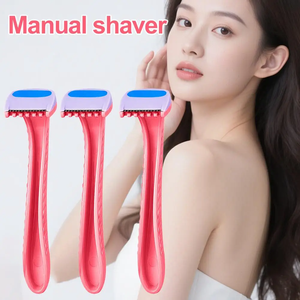 3pcs Disposable Women Razor for Bikini Rose Color Plastic Handle with Comb Manual Leg Body Hair Shaver