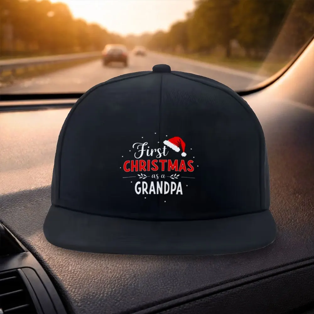 Gorra de béisbol unisex clásica de ala plana, diseño moderno de la primera Navidad del abuelo, gorra informal negra, adecuada para actividades al aire libre
