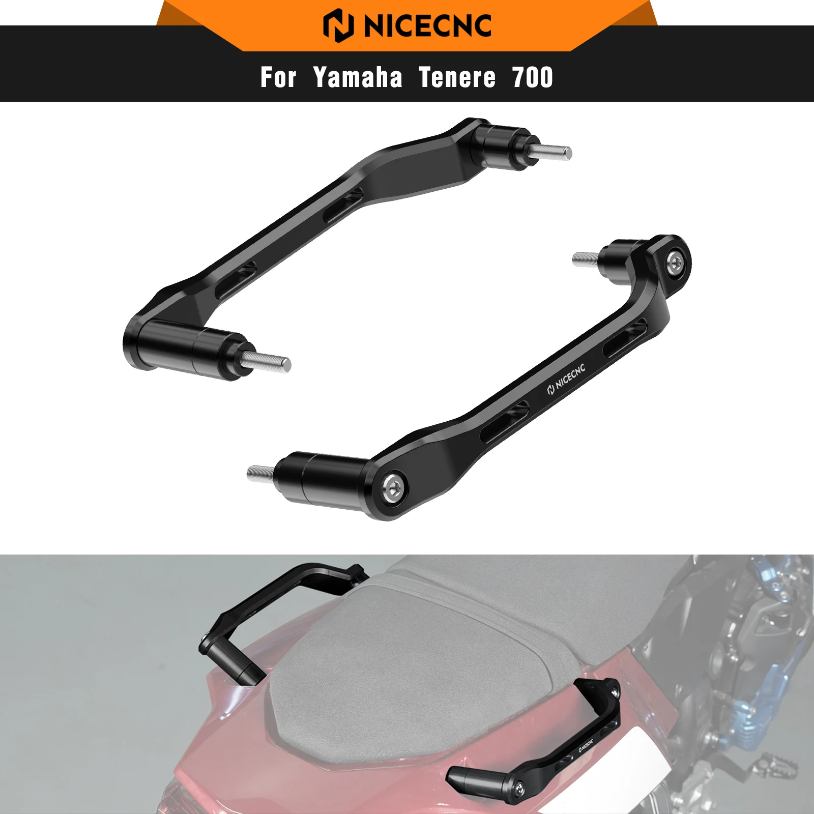 

NICECNC Passenger Rear Grab Handle Set For Yamaha Tenere 700 T700 XTZ700 2019-2024 Tenere 700 World Raid Tenere700 Rally Edition
