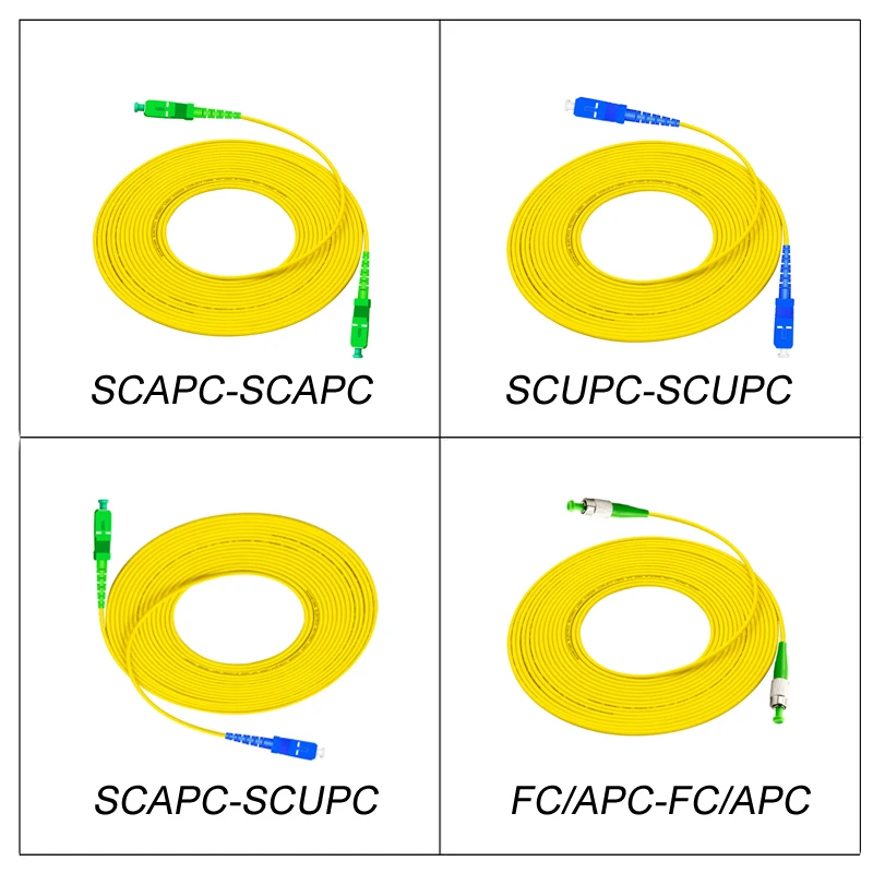 SC APC UPC FC APC 광섬유 패치 코드, 광섬유 점퍼, 심플렉스 SM FTTH 광섬유 케이블, 맞춤형 광섬유, PVC G652D, 1M, 3.0mm 