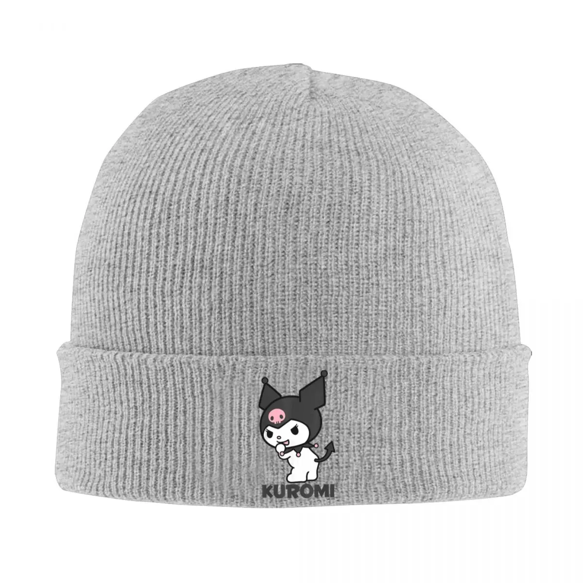 

Женская трикотажная Шапка-бини Sanrio Kuromi с логотипом на задней стороне, Осень-зима