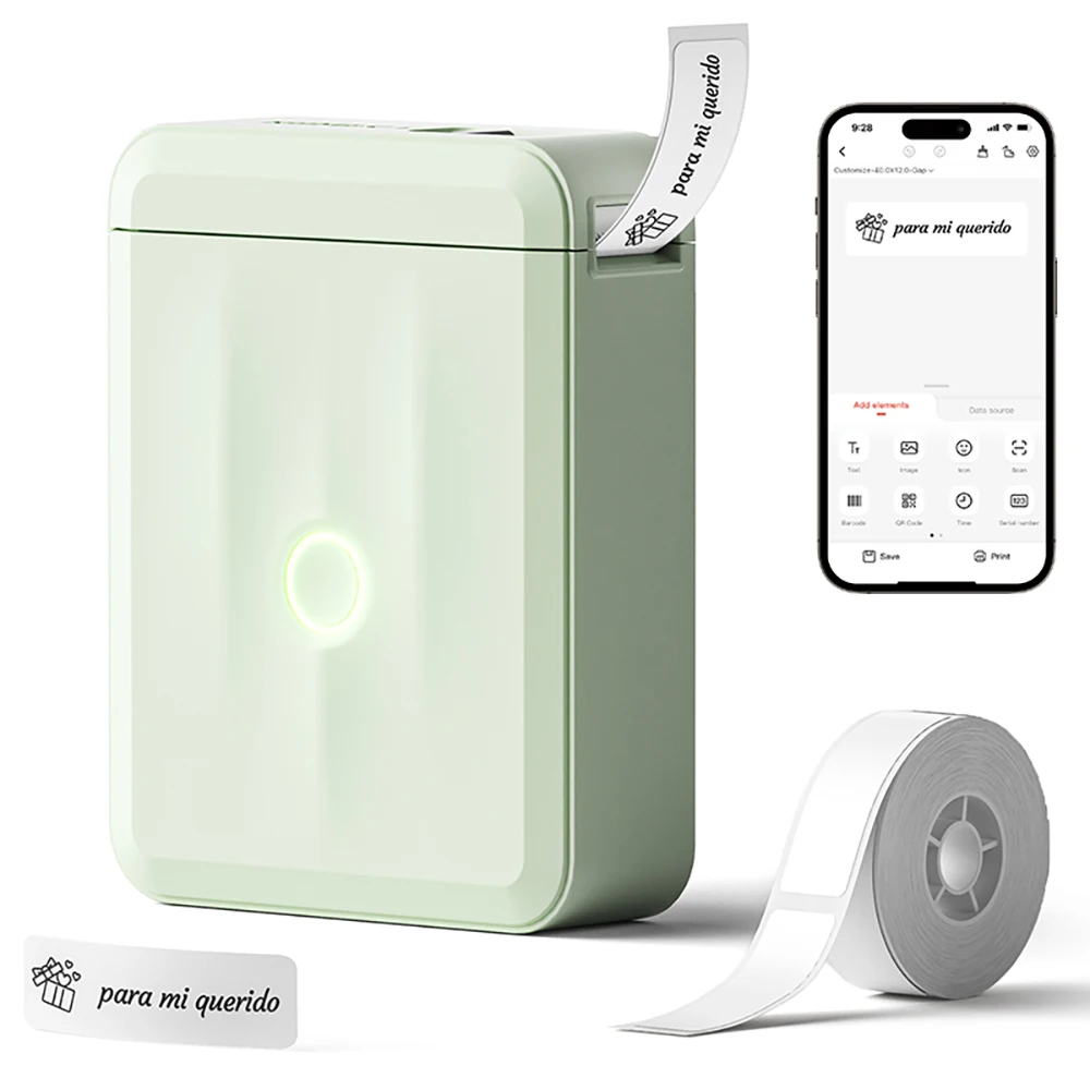 Niimbot D110 Mini máquina de etiquetas térmicas de mano, máquina de pegatinas inalámbrica, bolsillo sin tinta con etiqueta adhesiva para el hogar y la Oficina