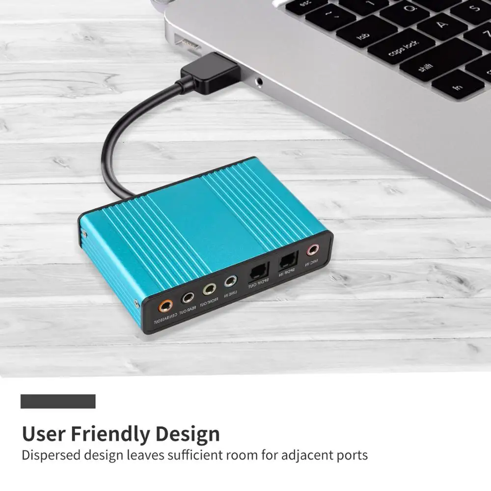 Professional USB Sound Card 6 Channel 5.1 Optical External Audio Card Converter CM6206 Chipset for Laptop Desktop Microphone