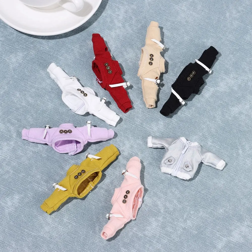 คุณภาพสูง 1/12 ตุ๊กตาเด็กของขวัญของเล่น PU หนังแจ็คเก็ตตุ๊กตากางเกงยีนส์แฟชั่น Ripped กางเกง Hoodies