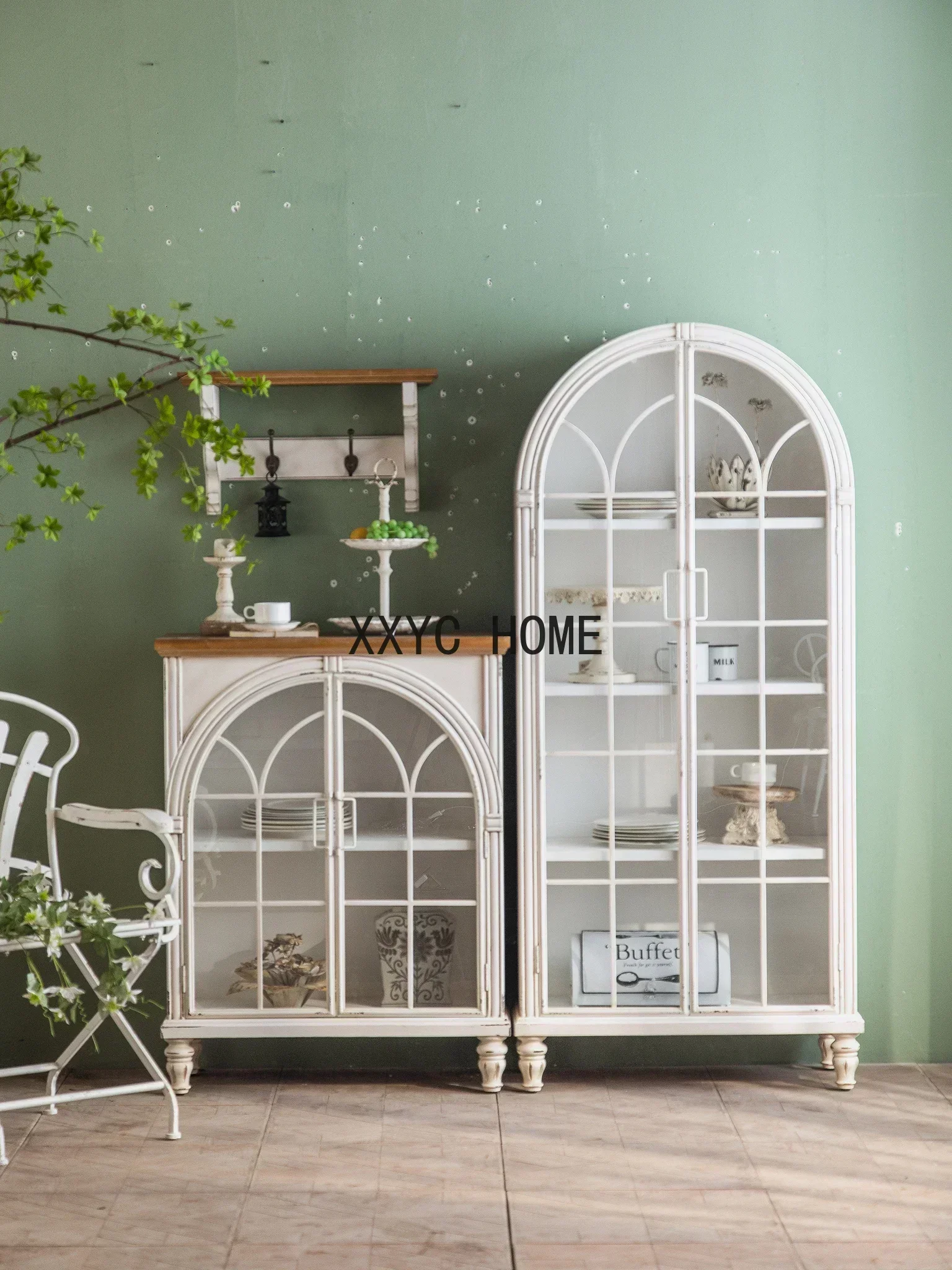 Ретро боковой шкаф полка винный шкаф из массива дерева