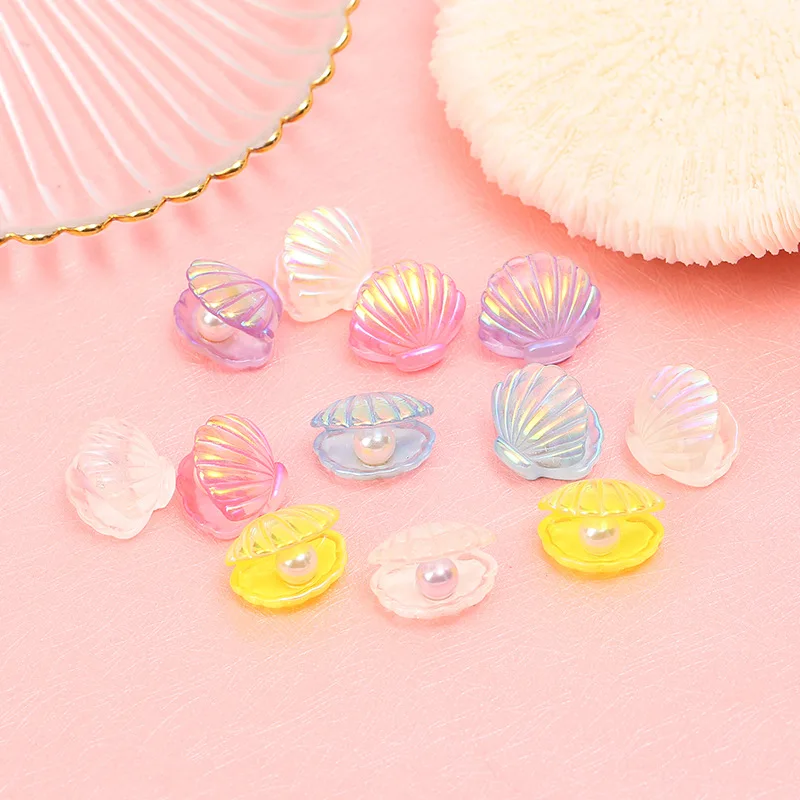 10/20 Stück Mini Rosa Lila Perlmutt Muscheln Harz Cabochons Sammelalbum Diy Haarnadel Zubehör für Mädchen Meerjungfrau Geburtstag Party Dekor – Detail 4