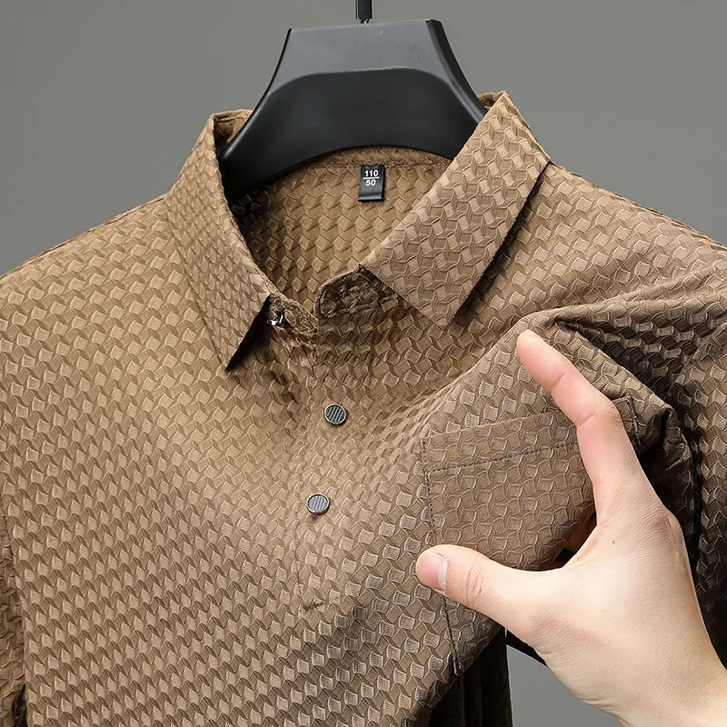 

Summer new men's lapel short sleeved polo shirt, men's thin breathable quick drying ice silk half sleeved T-shirt