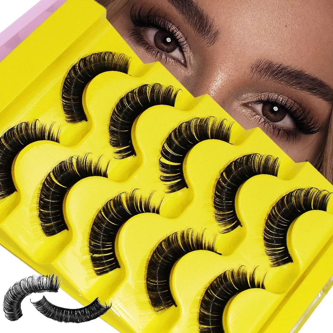 5 Pairs Lashes DD Curl Russian Lashes 3D Faux Mink Eyelashes Reusable Fluffy Russian Strip Lashes eyelash extension