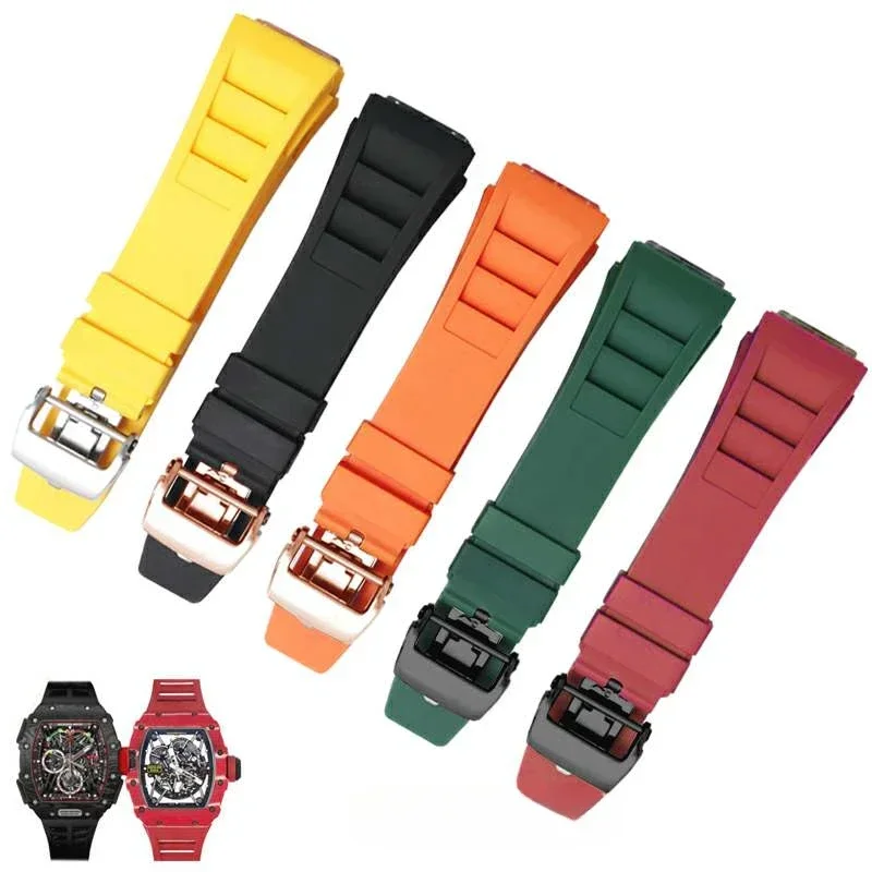 For Richard Mille Rm011 Comfortable Men Rubber Watch Strap Richard Mille Red Yellow Green Screwdriver Style Silicone Accessories