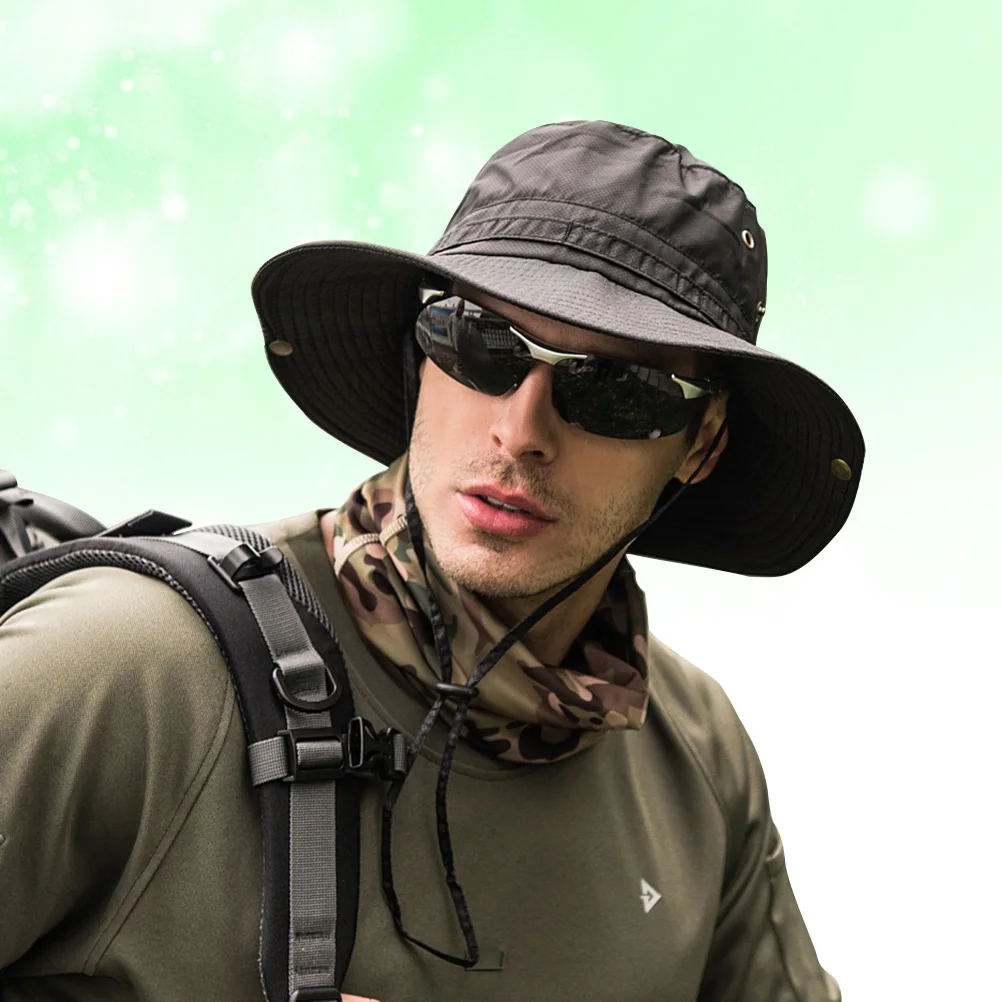 

Outdoor Folding Hat Wide Brim Sunshade Fishing Sports Hat Breathable Quick Drying Lightweight Adjustable Chin Drawstring One