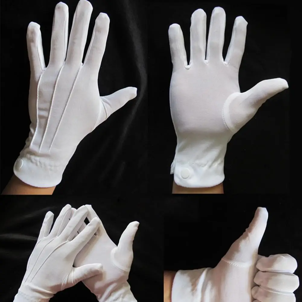 2PCS White Cotton Gloves Men Formal Tuxedo Uniform Gloves Honor Guard Parade Ceremony Costume Cosplay Coin Jewelry Butler Gloves