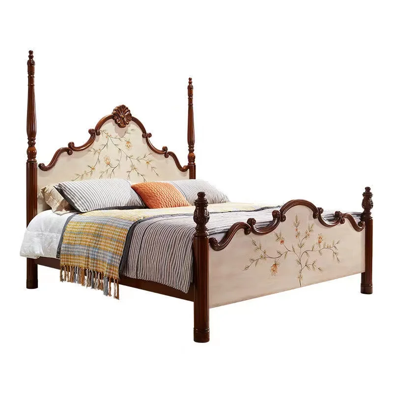 

Кровать из массива дерева, кровать 1,8 метра, сельская главная спальня, свадебная кровать, кровать-коробка