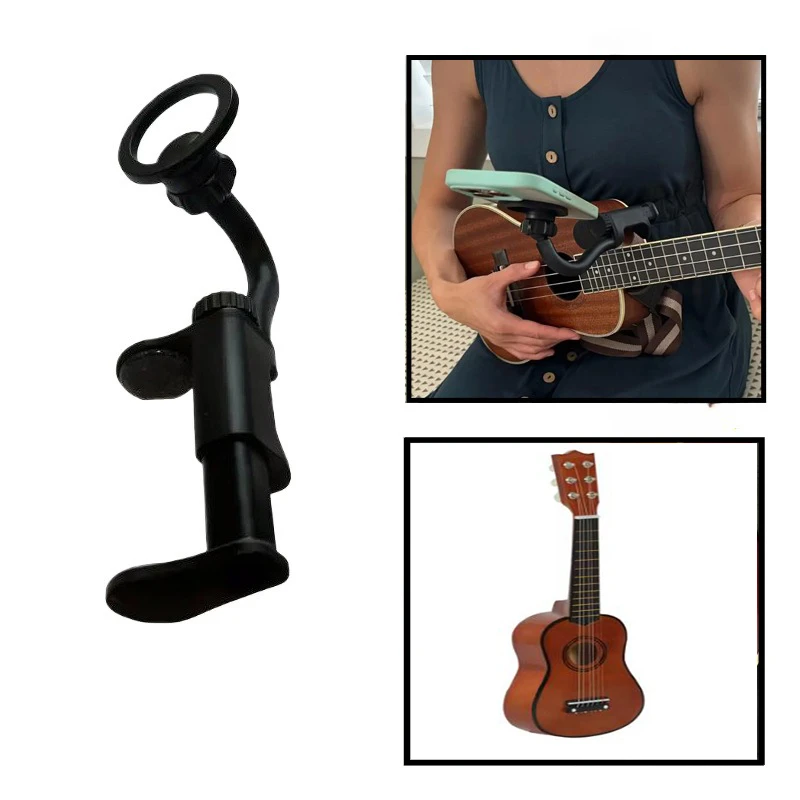 Guitar & Ukulele Phone Holder With Clip Electric Bass Support Multipurpose Desktop Phone Stand Uesd For Sheet Music Studying