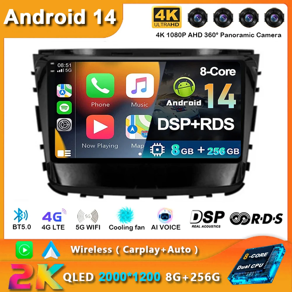 Android 14 Car Radio For Ssangyong Rexton Musso 2018 2019 Stereo Multimedia Video Player Navigation GPS Wireless Carplay DSP BT