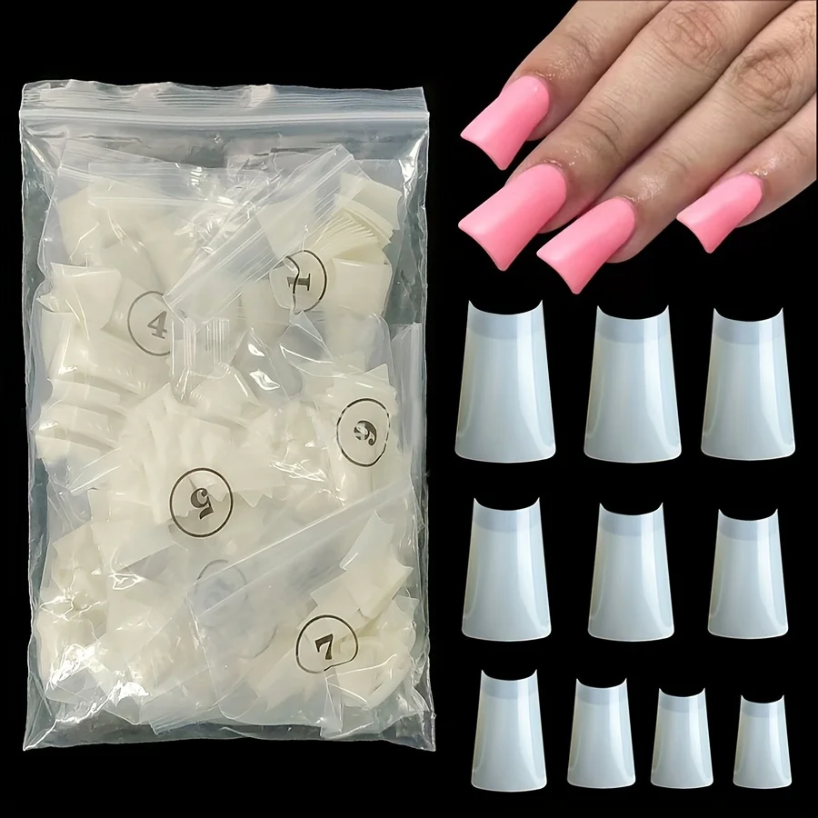 500 PCS Acrylic False Nail Tips Wide French Half Cover Gel Extension Fake Nails Special Shaped Nails Art Manicure Design