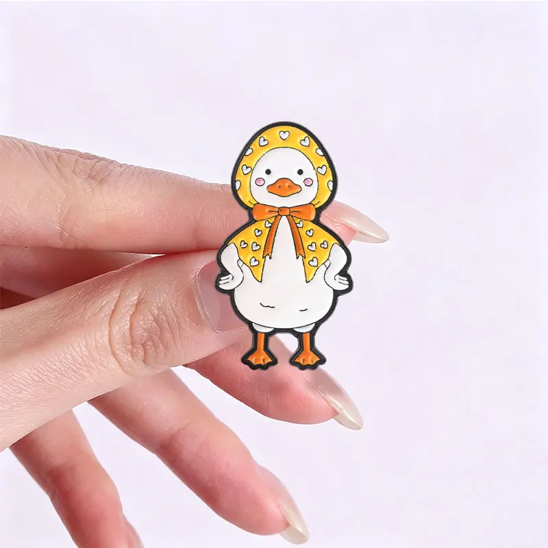 Niedliche Babuschka-Tier-Emaille-Abzeichen Ente Katze Kopftuch-Pins Liebliche Cartoon-Metallbroschen Anstecknadel-Set Geschenk für Mädchen – Detail 8