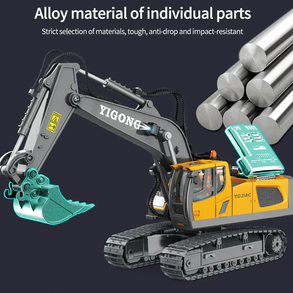 2.4G Remote Control Excavator Dump Truck RC Model Car Toy Professional Alloy Plastic Simulation Construction Vehicle for Kids image 5