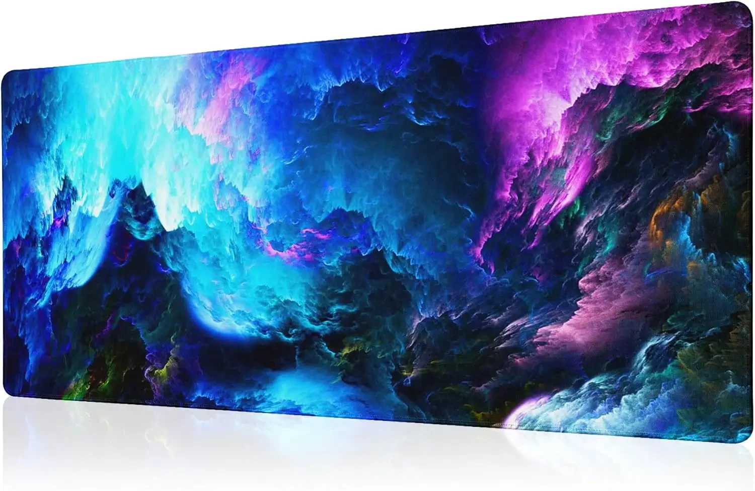 Neon Abstract Cloud Desk Mat, Blue Purple Gradient Fluid Art Large Gaming Mouse Pad for Gamers Home Office Computer Workstation
