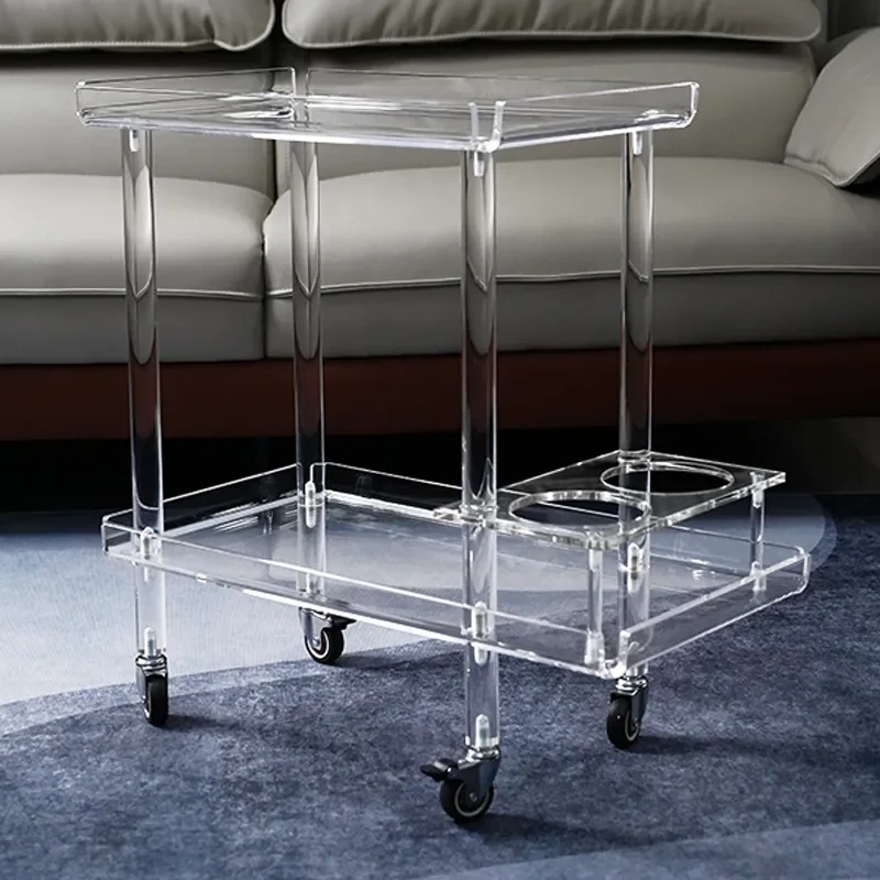 Acrylic edge few cart storage rack creative home dining side red wine rack movable sofa frame customization