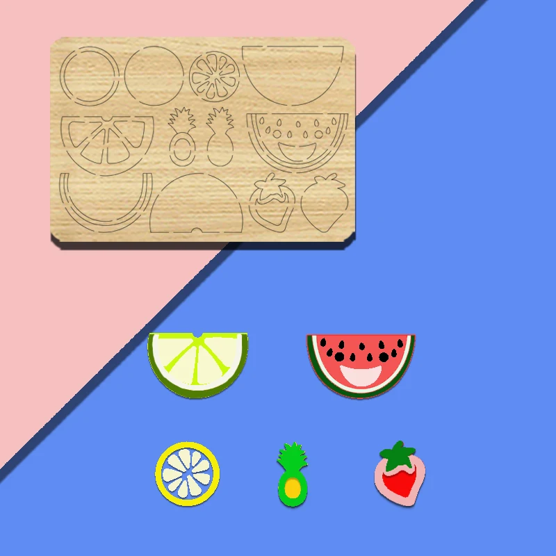 BY137  Fruit Combination Hand Shaking Toy Watermelon Strawberry Pineapple Wood Cutting Mold, Suitable For Most Machines