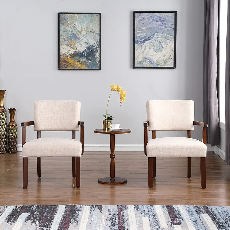 Dining room furniture Fabric Accent Chair Set of 2 with Round Wood Table, Decorative Slipper Chair