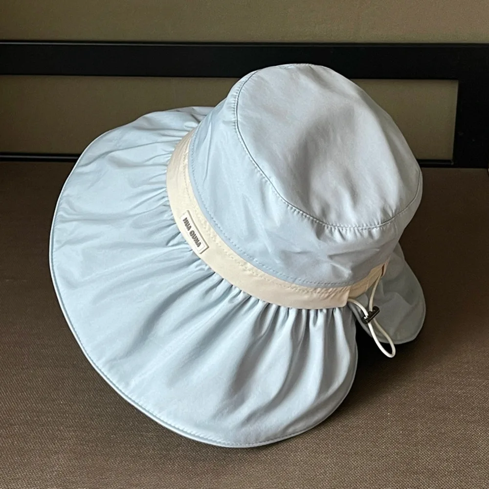 

Casual Solid Color Summer Sun Hats Wide Brim Anti-UV Sun Protection Cap Foldable UV Protection Bucket Hat Famale