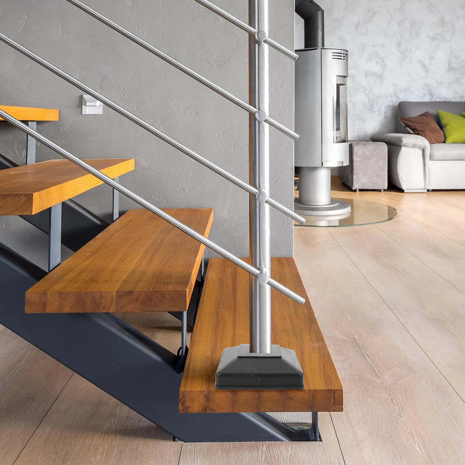 

2pcs Plastic Railing Foot Cover For Balcony Staircase Post Cap Replacement Split Base Cover Outdoor Column Wrap Fence