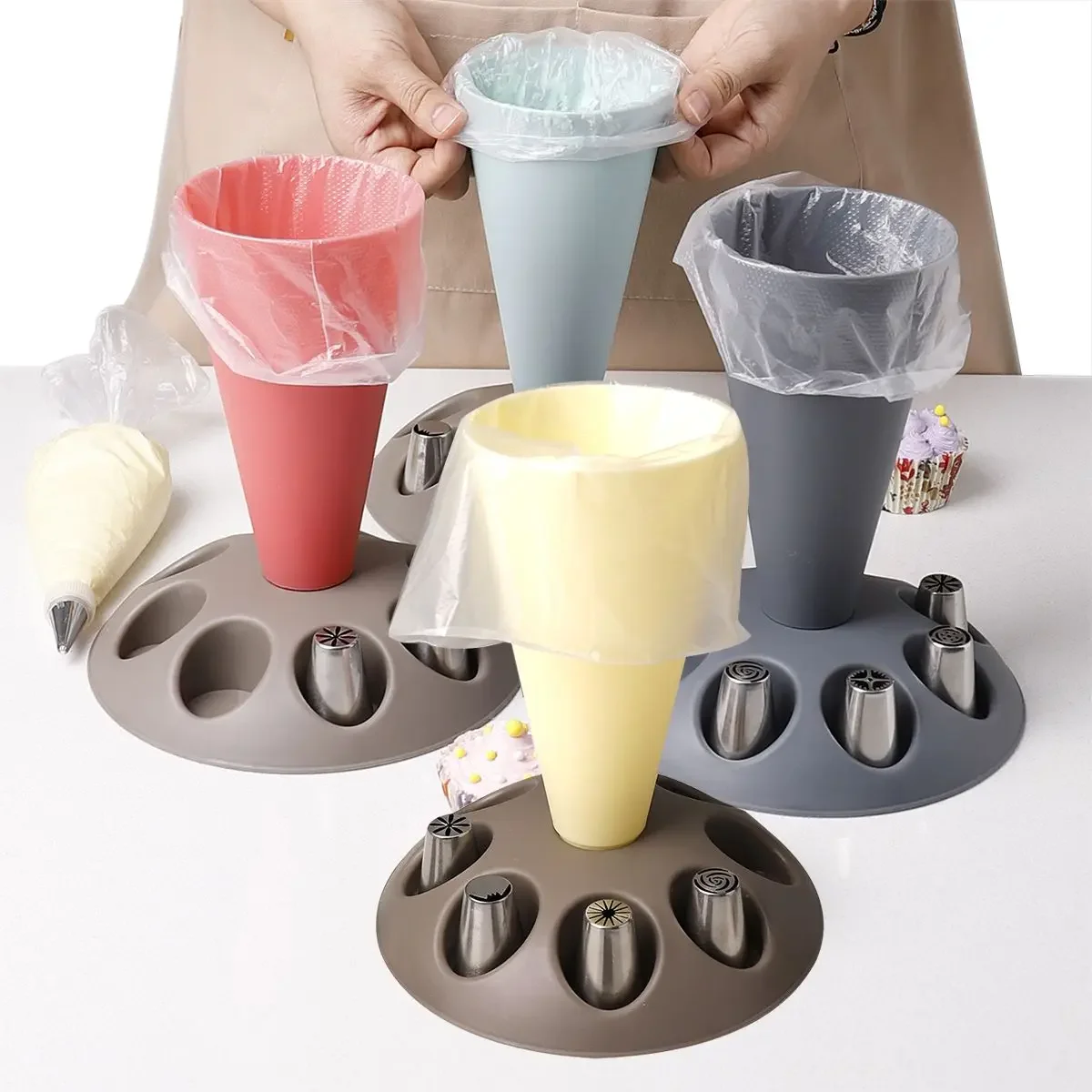 Decorative bag placement bracket auxiliary device Decorative mouth storage bracket support cream pastry making baking tool