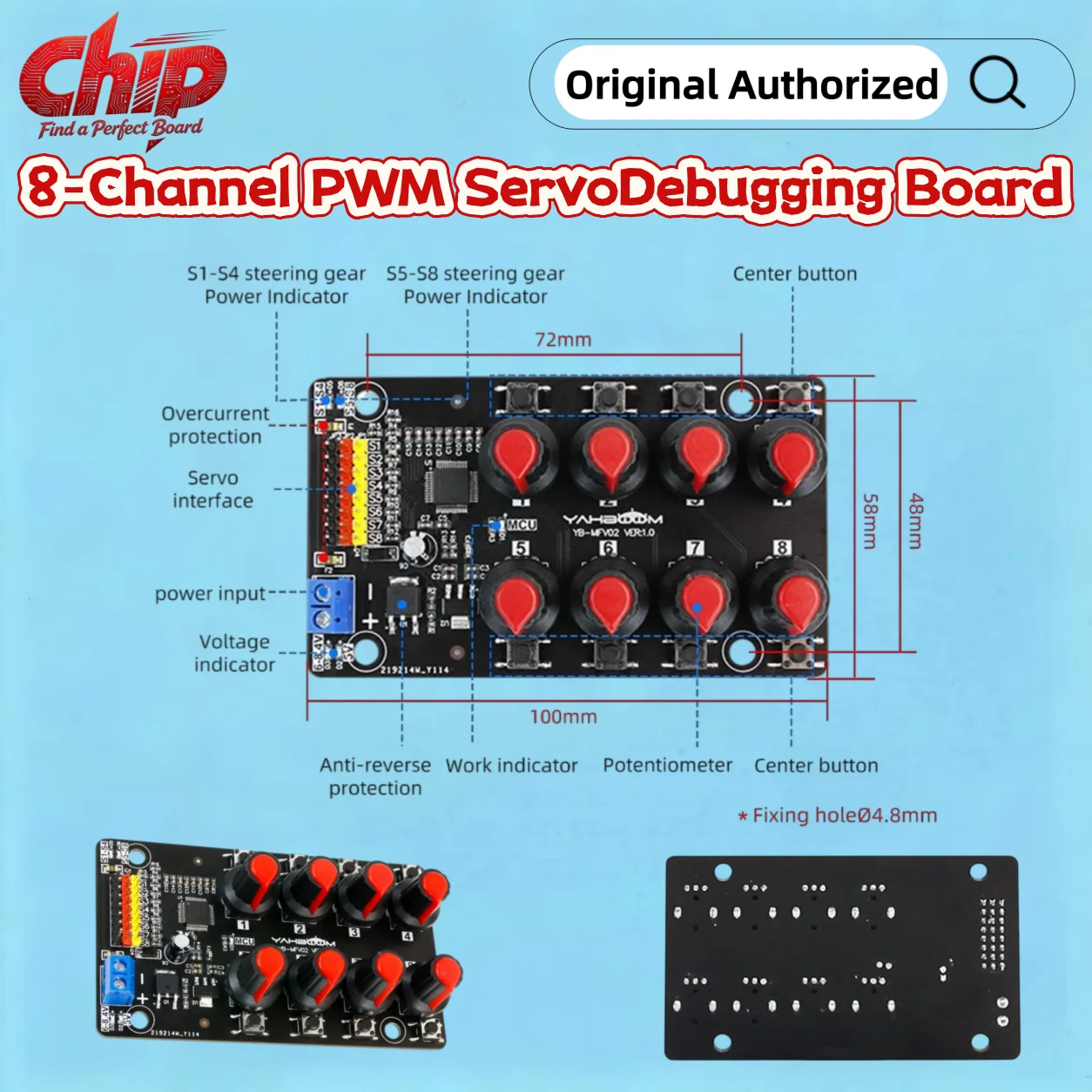 Yahboom 8 Channel Servo Drive Debugging Board Servo Motors Controller Servo Tester for Robotic Arm with Over-Current Protection