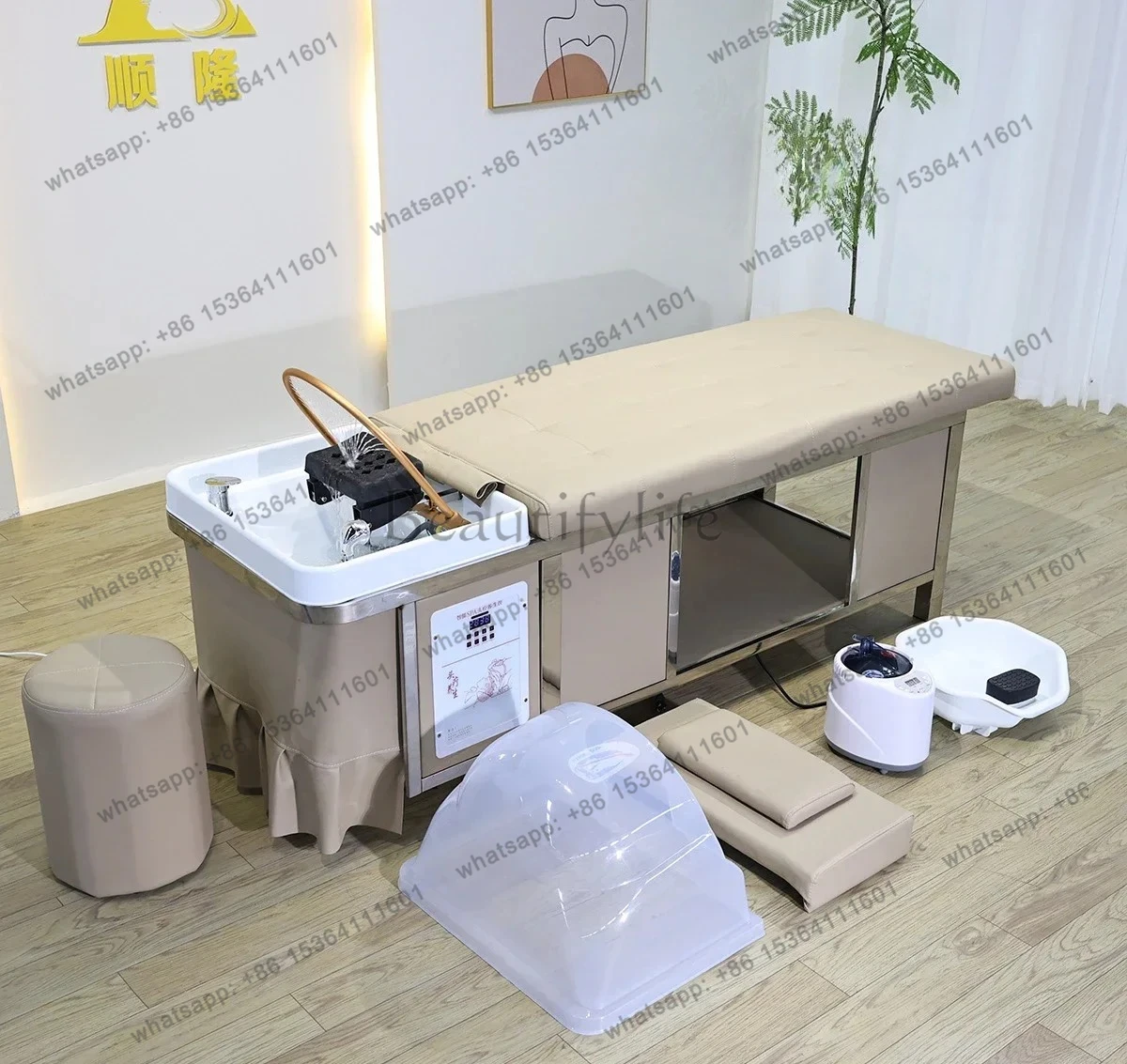 

yj21 Кровать для массажа головы, специальный салон красоты для парикмахерской, фумигация циркуляции воды с постоянной температурой