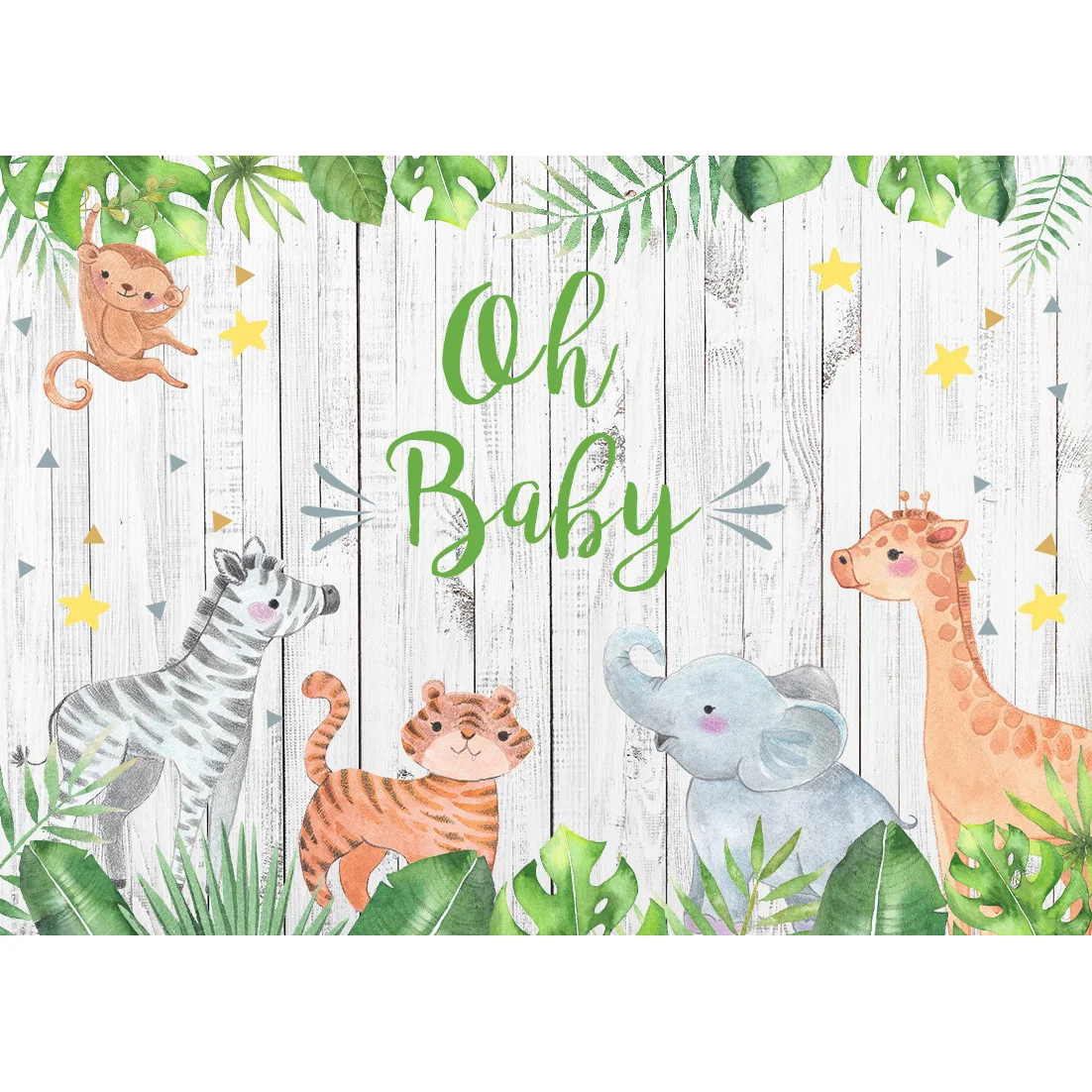 Fundo de festa de aniversário com flores e animais para meninas, safari com nome personalizado, faça você mesmo, products para fundo de fotografia