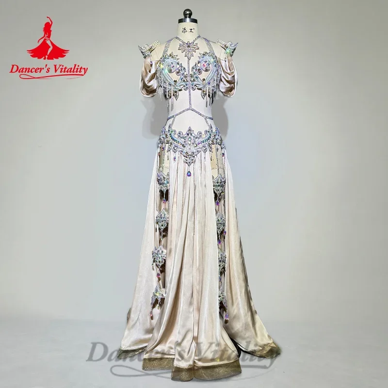 Costumi di danza del ventre vestito Sexy senza schienale con strass di lusso personalizzato da donna danza orientale abbigliamento professionale per prestazioni